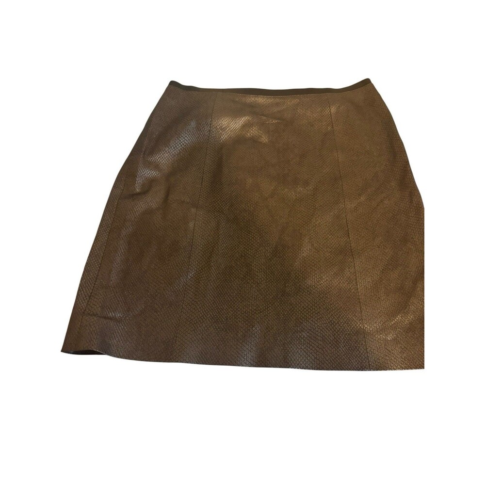 Etcetera Snakeskin Pattern Faux Leather Mini Skirt  Brown Size 14 Business